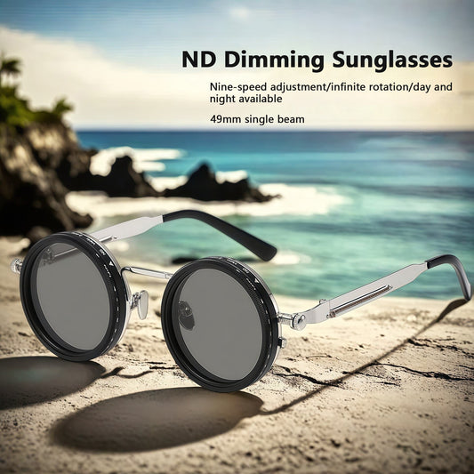 Lunettes de Soleil Steampunk Rondes à Teinte Réglable ND