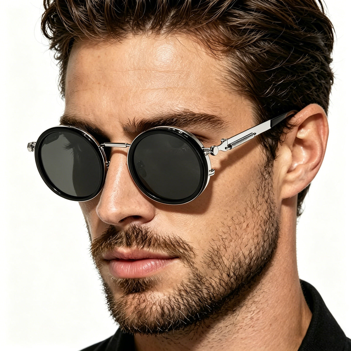 Lunettes de Soleil Steampunk Rondes à Teinte Réglable ND